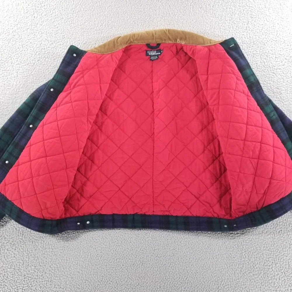 Polo Ralph Lauren Trucker Jacket Mens XL Blackwatch Tartan Wool Quilted Corduroy